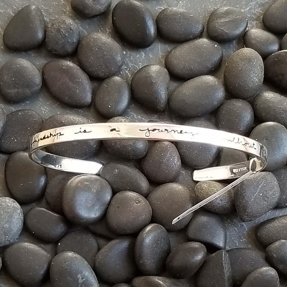 Vintage LA rocks Sterling Silver Cuff Bracelet with Engraved Quote